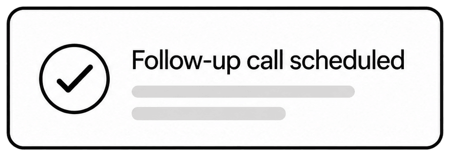 Status card showing follow-up call scheduled